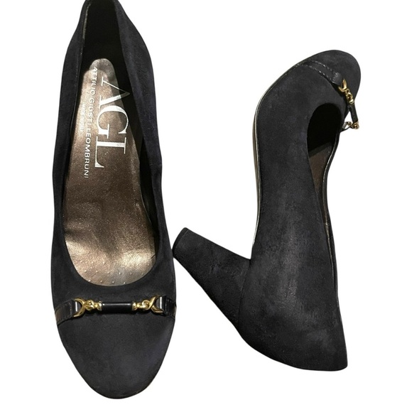 AGL Black heels with Gold Detailing 36.5/6 - Picture 1 of 16